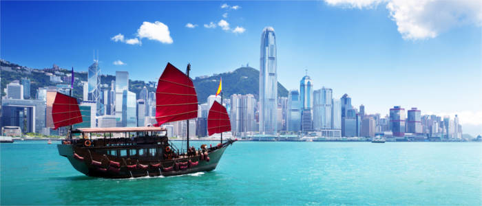 Ausblick auf asiatische Großstadt Hongkong