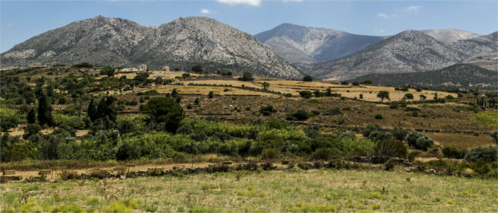 Berge und Wiesen auf der Insel Naxos