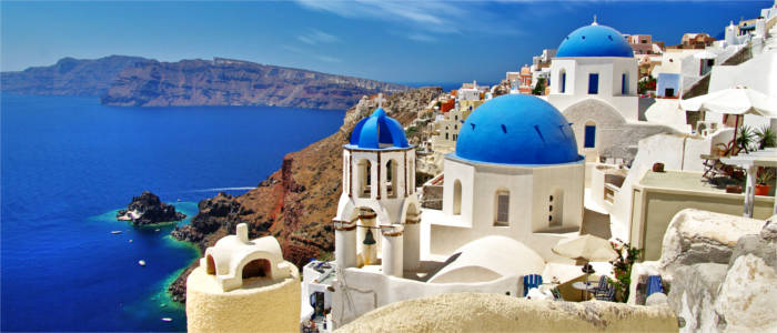 Die Insel Santorini in den Kykladen