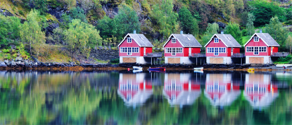 rote Holzhäuser Rogaland