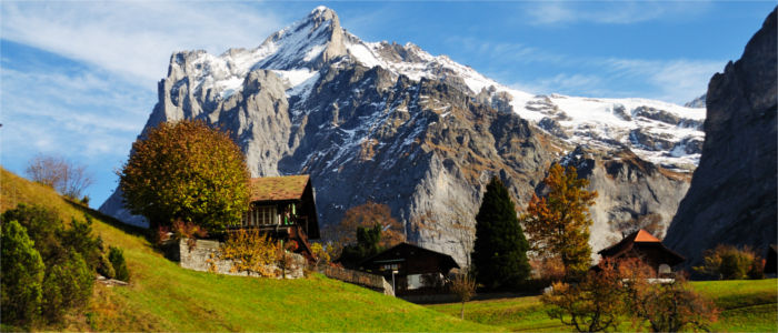 Bern Alpen mit Häusern